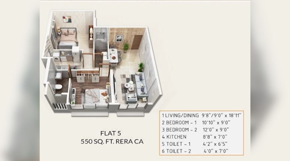 MK-Oasis-Floor-Plan-2 BHK-550 Sqft